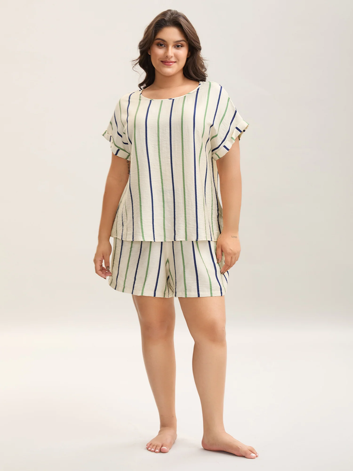 Colorful Stripes Flowy Loungewear Set - Image 3