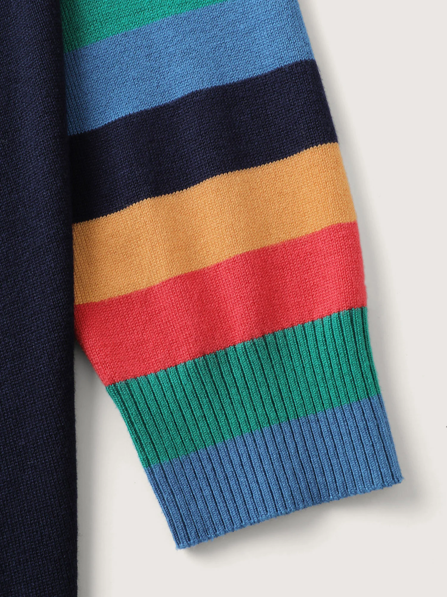 Colorful Stripes Irregular Hem Knit Cardigan - Image 6