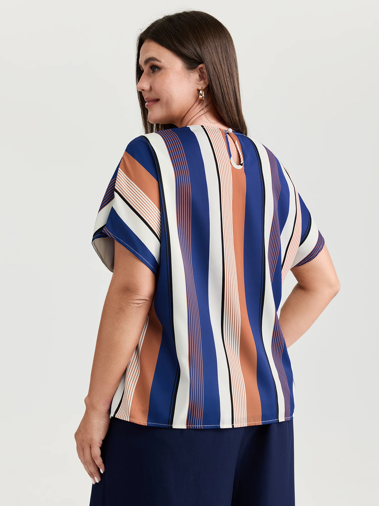 Colorful Stripes Lined Breathable Blouse - Image 4