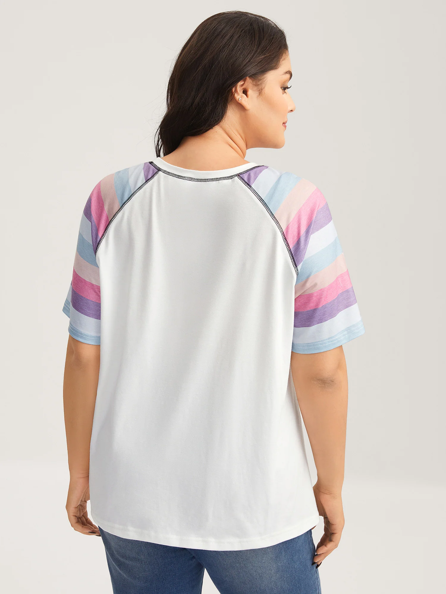Colorful Stripes Raglan Sleeve T-Shirt - Image 4
