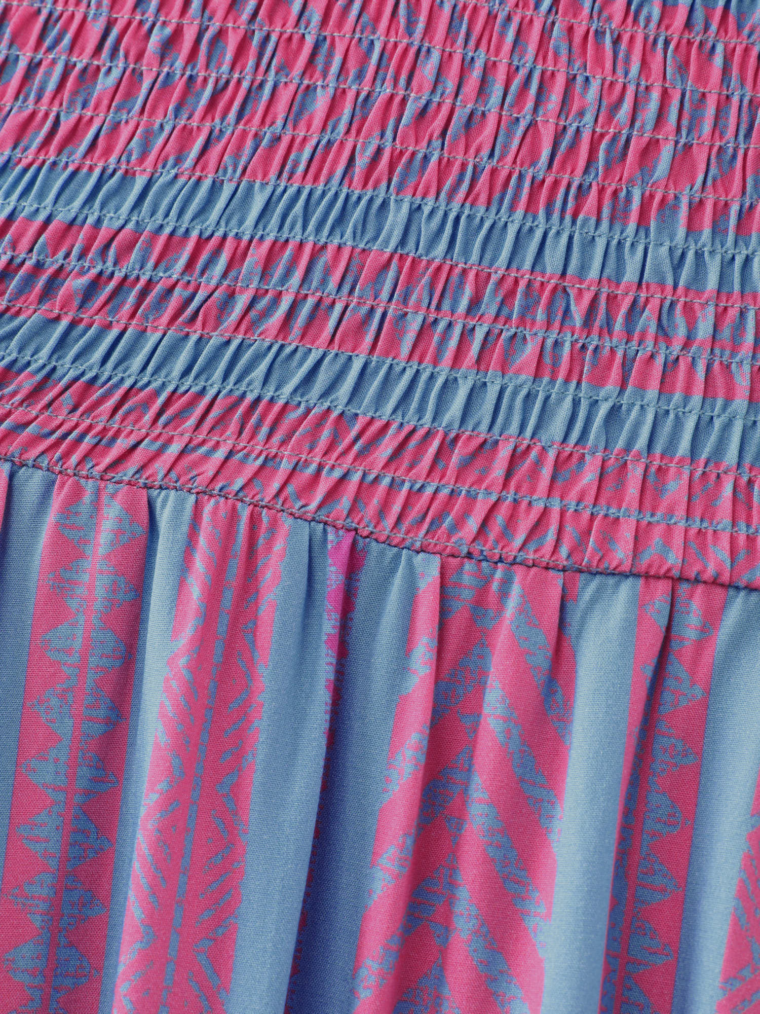 Colorful Stripes Shirred Bodice Ruffled Midi Dress - Image 5