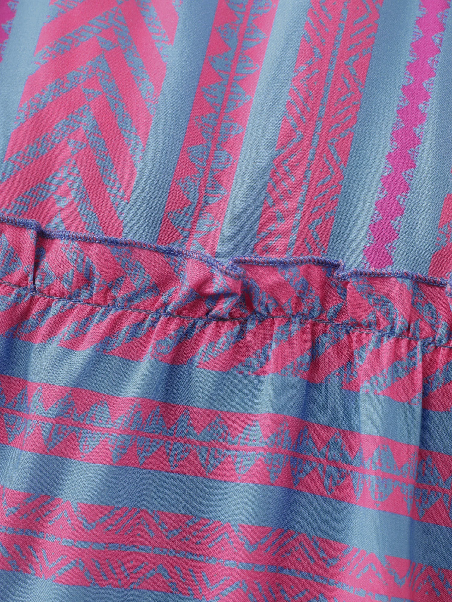 Colorful Stripes Shirred Bodice Ruffled Midi Dress - Image 6