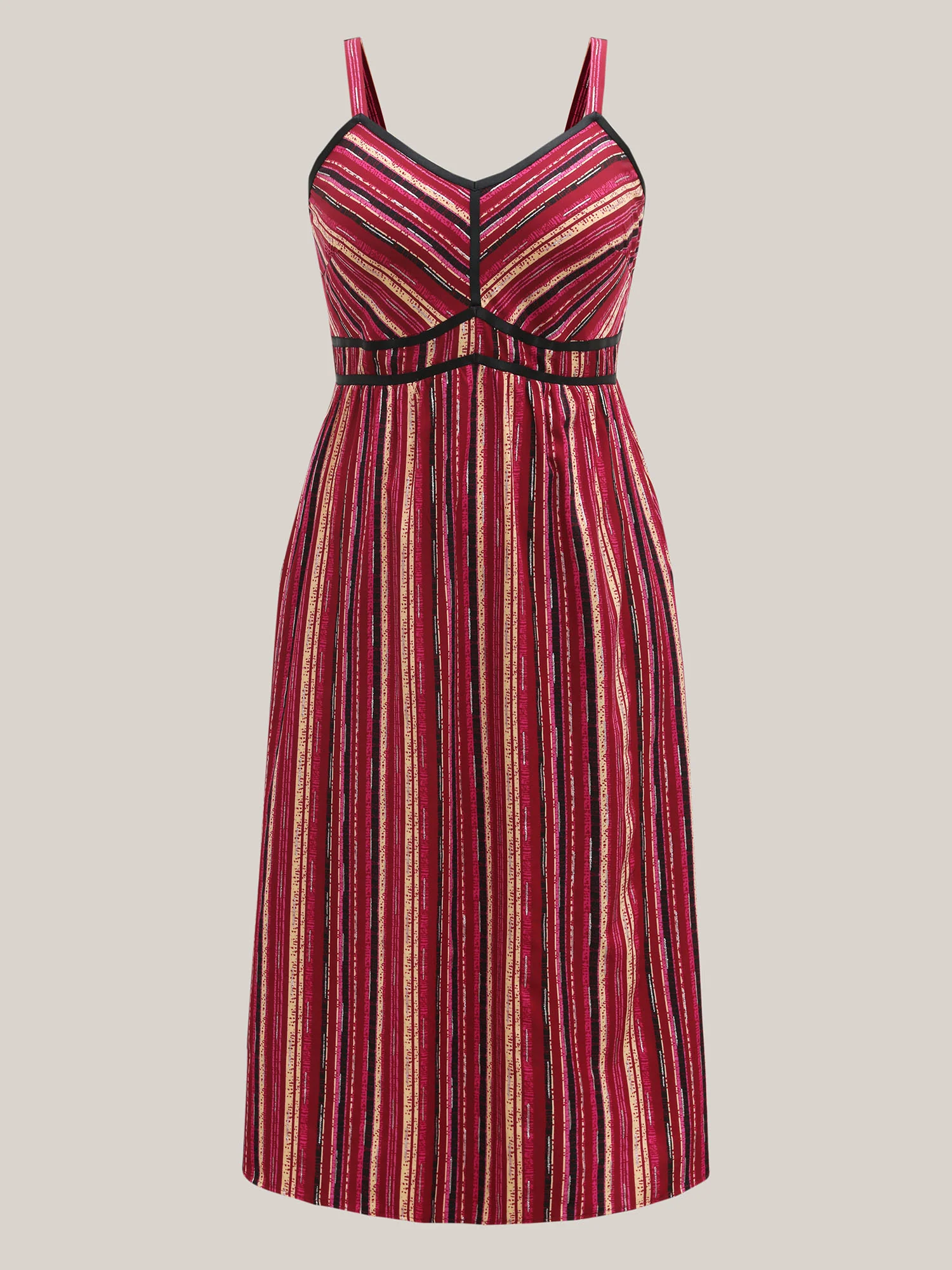 Colorful Stripes Spliced Cami Midi Dress - Image 7