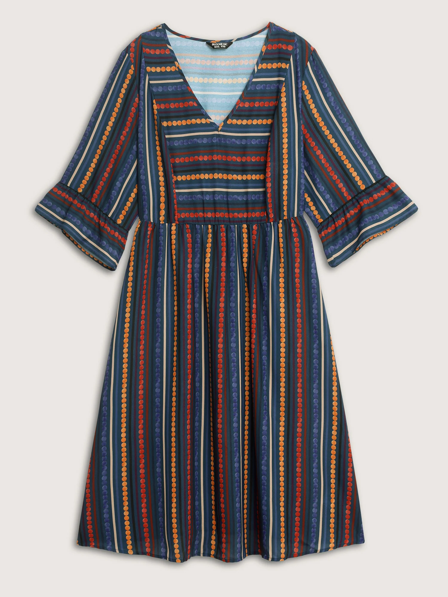 Colorful Stripes Stretchy Waist Midi Dress - Image 7