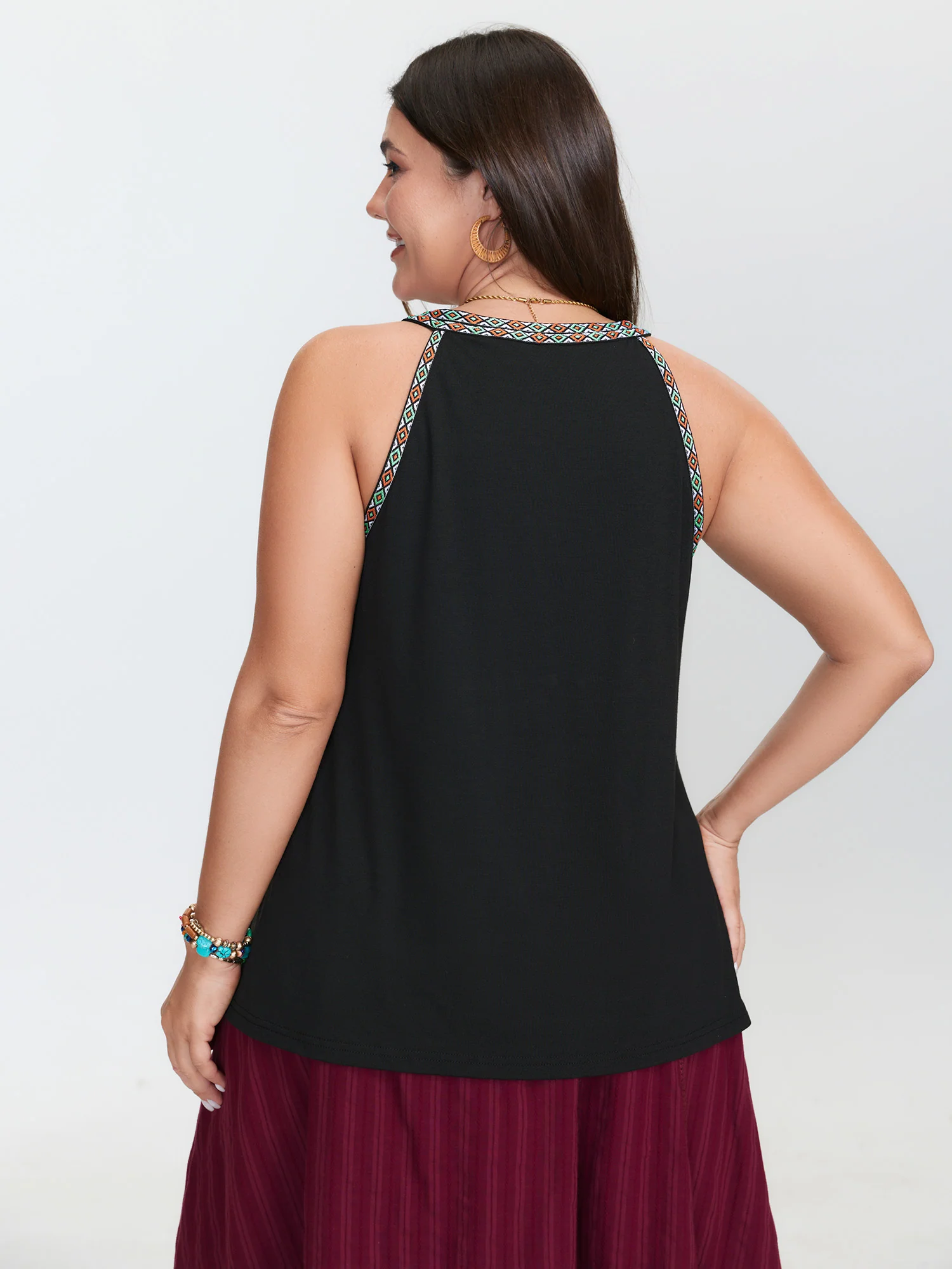 Colorful Tassel Neckline Tank Top - Image 4