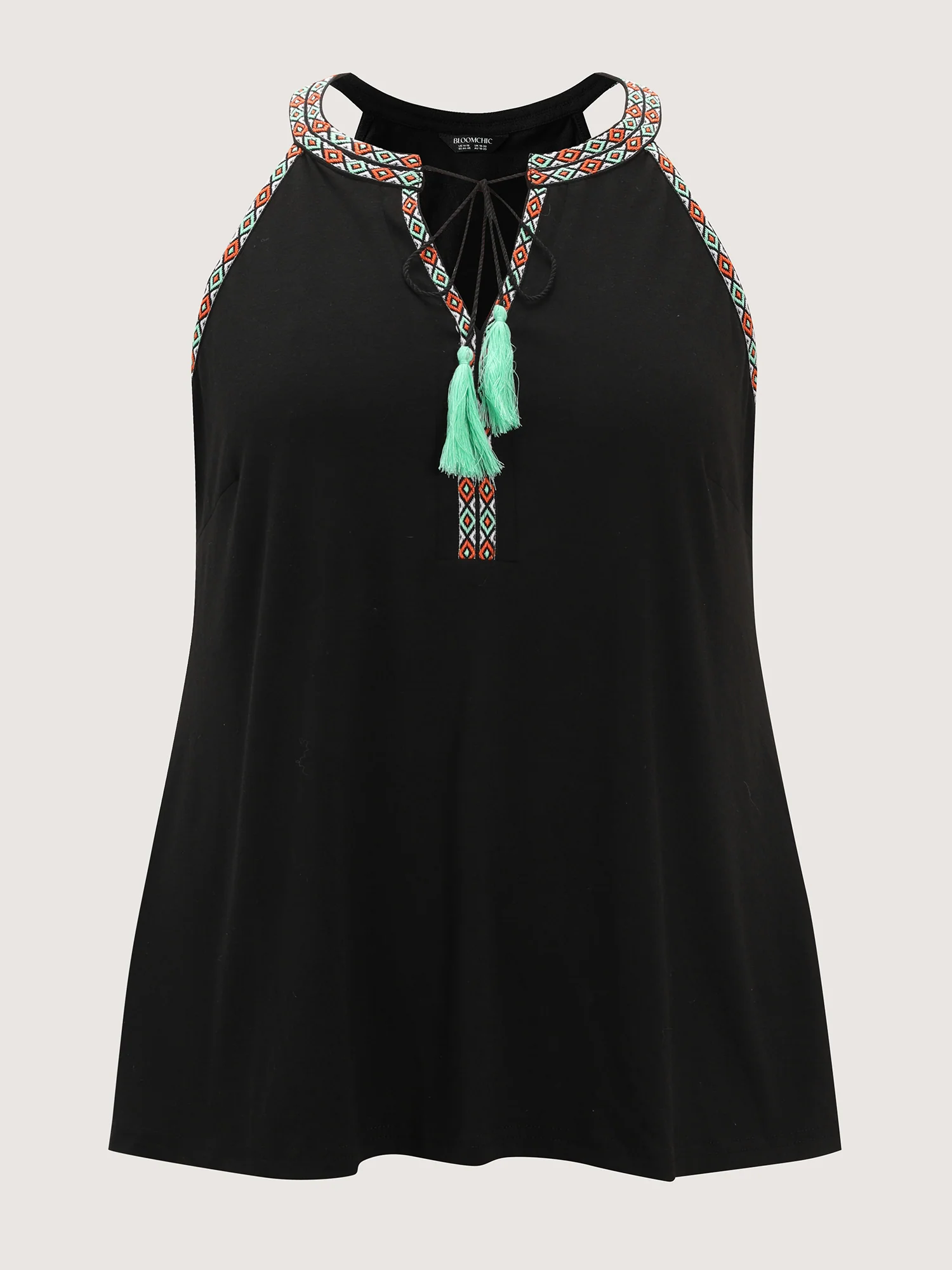 Colorful Tassel Neckline Tank Top - Image 6