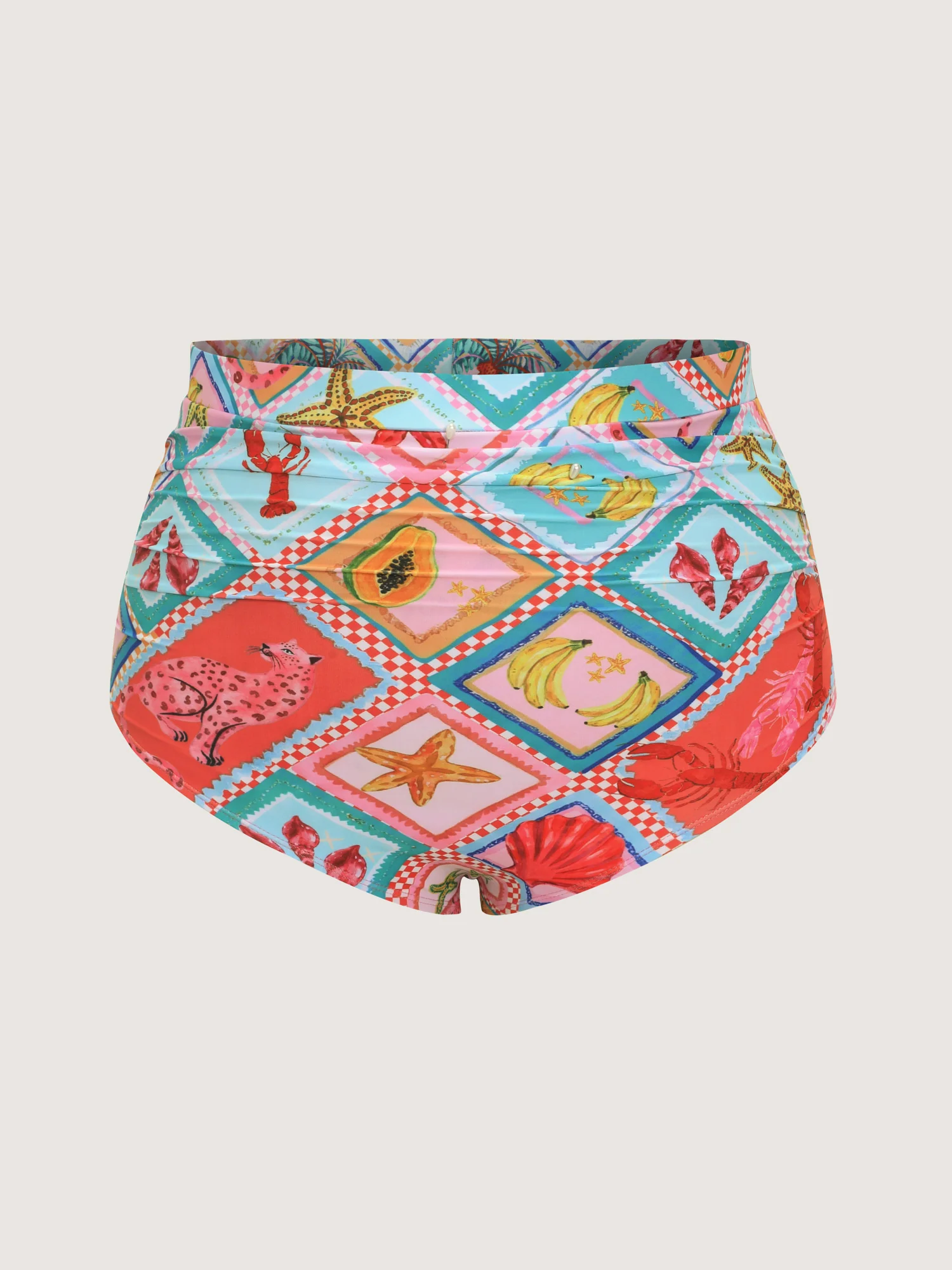 Colorful Vacation Print High-Waisted Swim Bottoms - Image 6