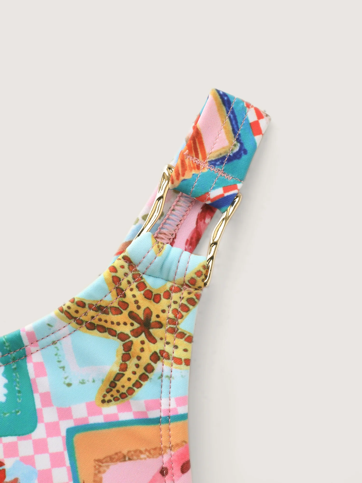 Colorful Vacation Print Swim Top - Image 6