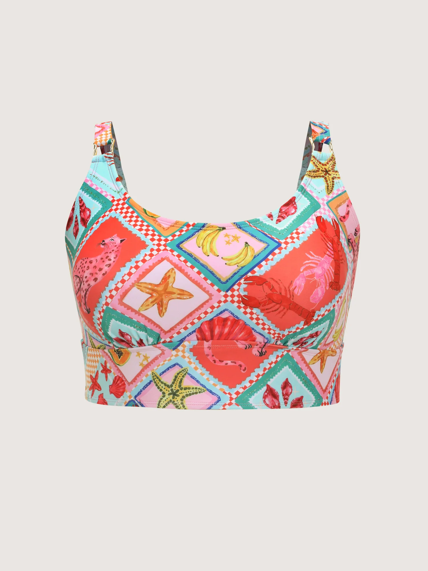 Colorful Vacation Print Swim Top - Image 8