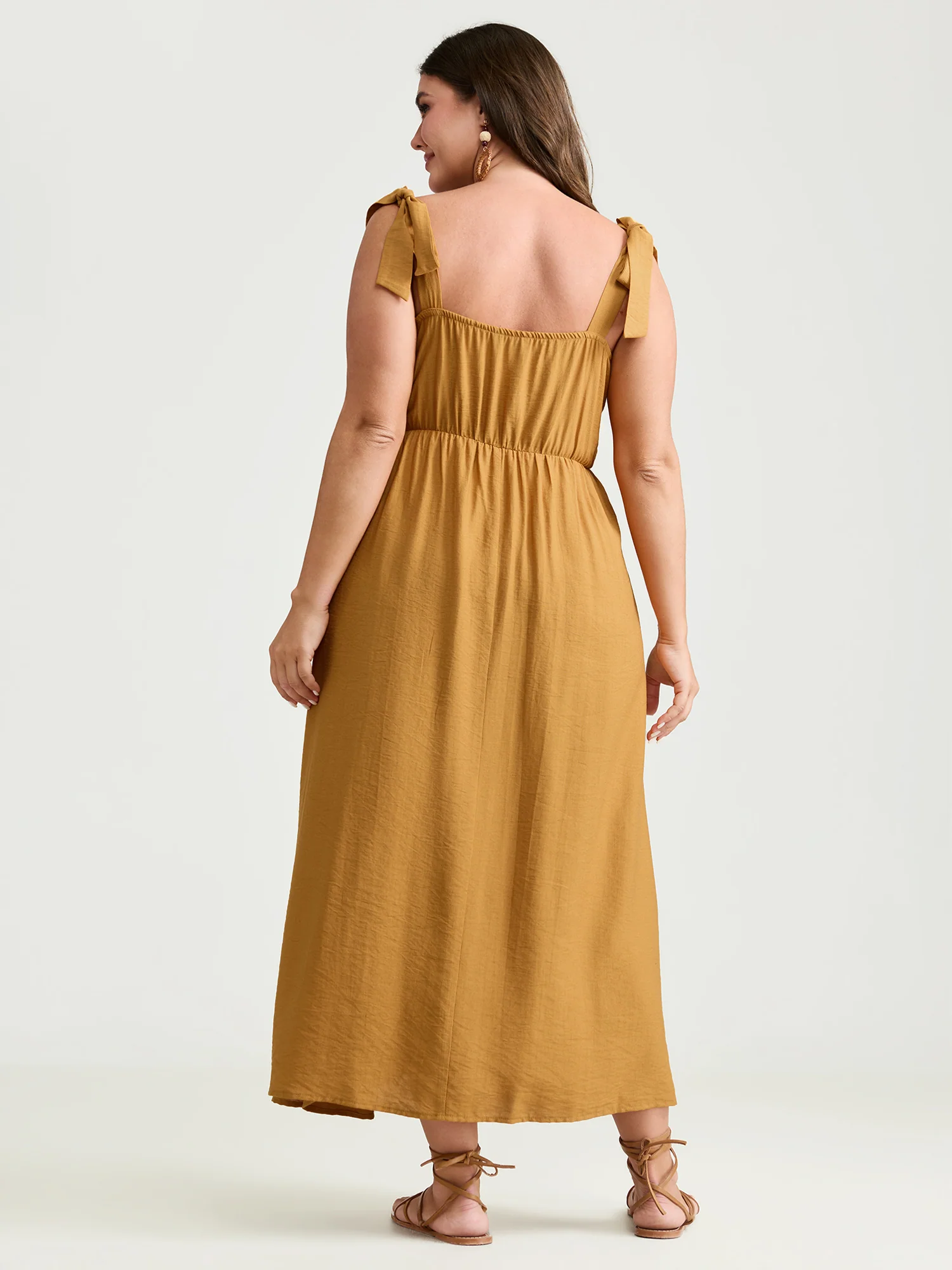 Colorful Wavy Print Shoulder Tie Maxi Dress - Image 4