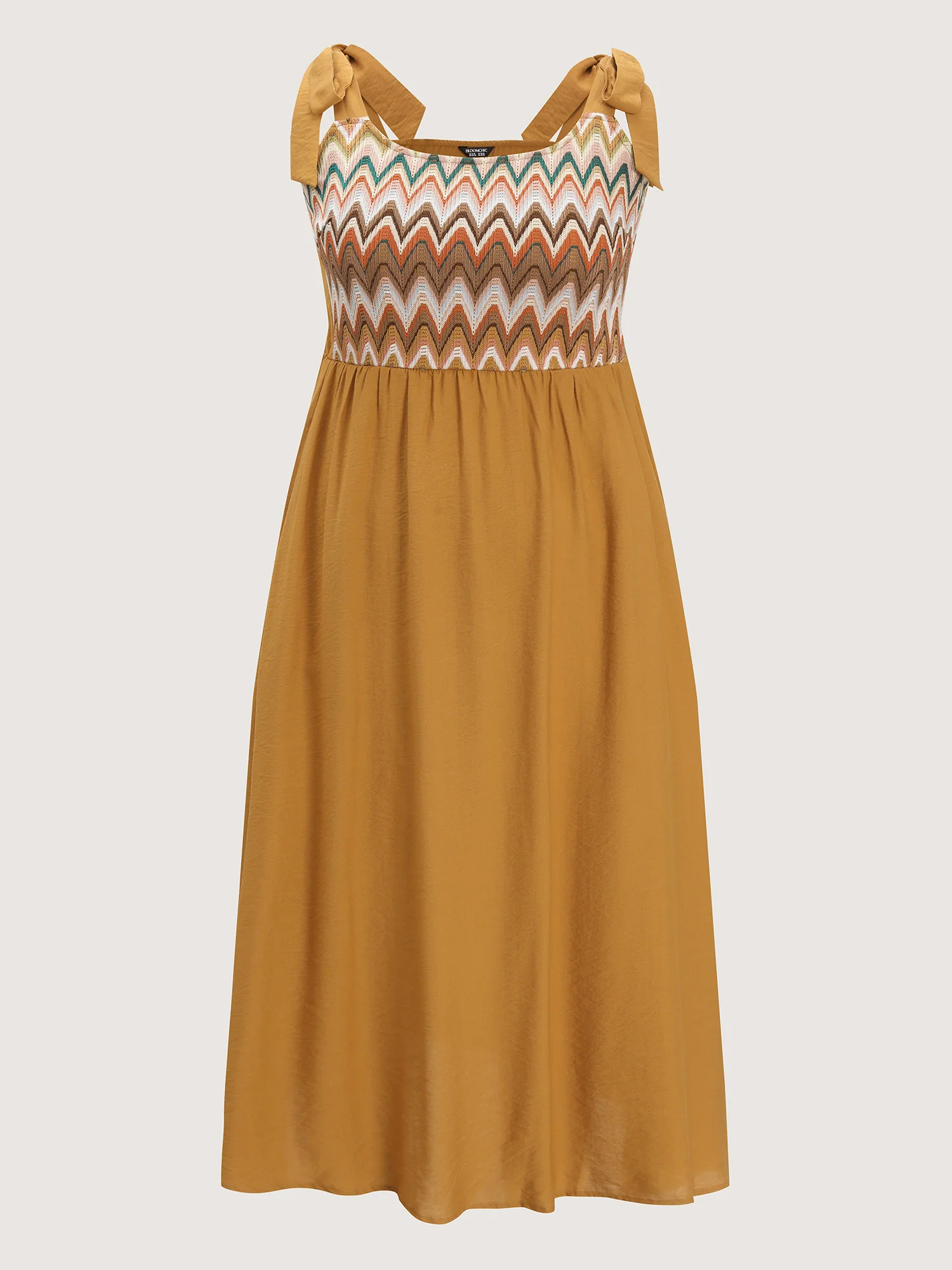 Colorful Wavy Print Shoulder Tie Maxi Dress - Image 7