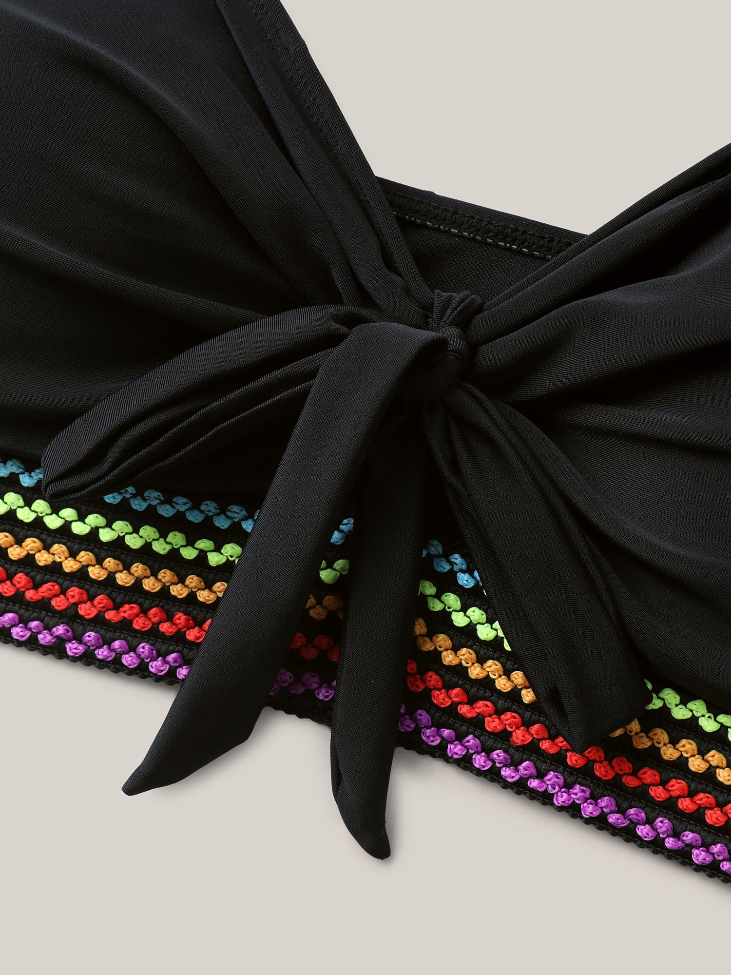 Colorful Webbed Knotted Front Bikini Top - Image 5