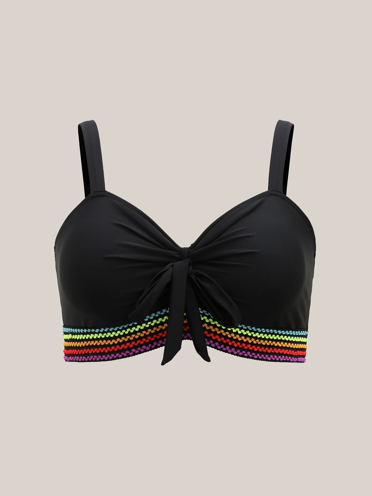 Colorful Webbed Knotted Front Bikini Top - Image 7