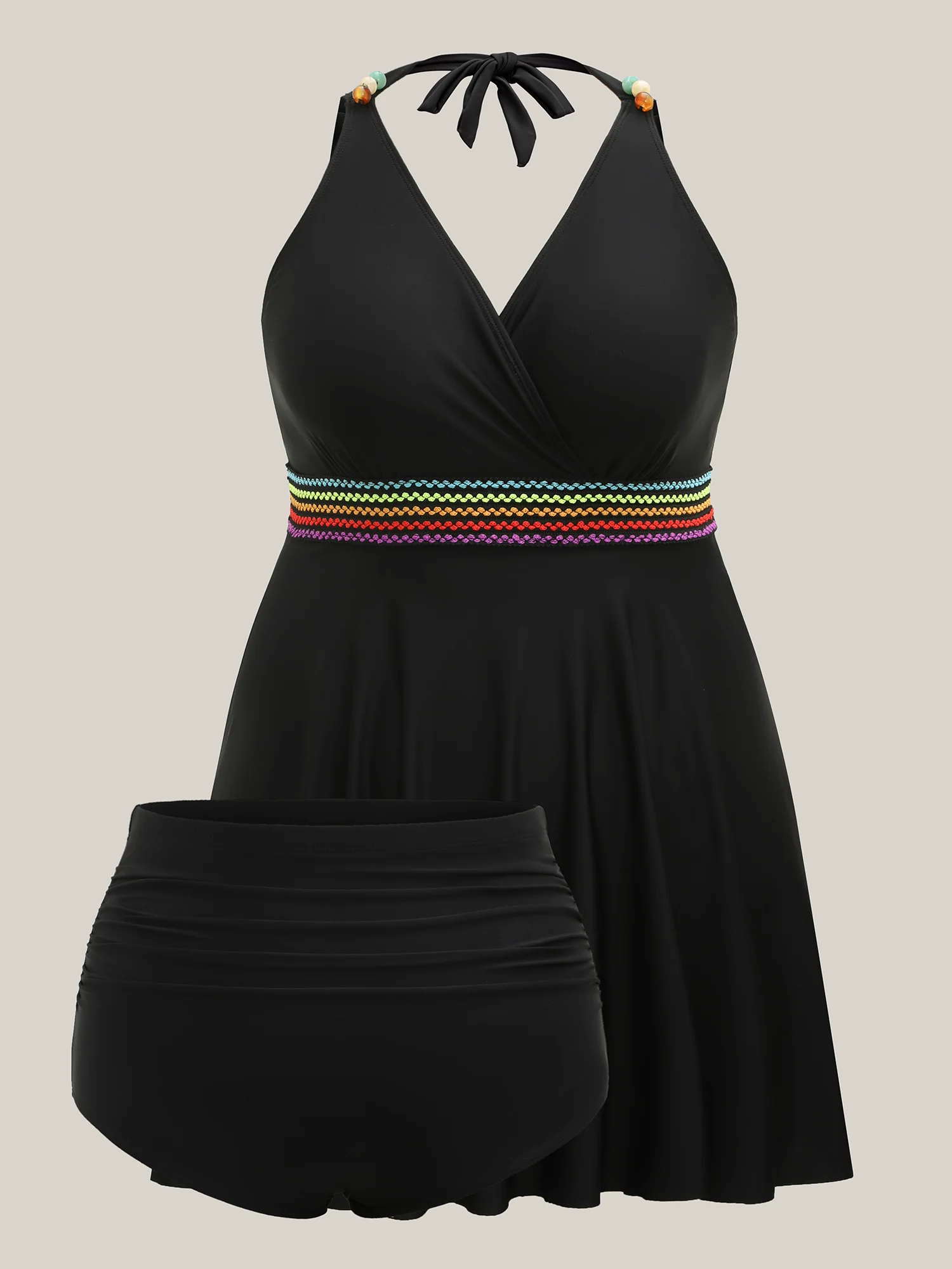 Colorful Webbed Pockets Adjustable Swim Dress - Image 8