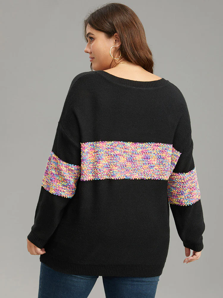 Colour Heather Contrast V Neck Pullover - Image 2