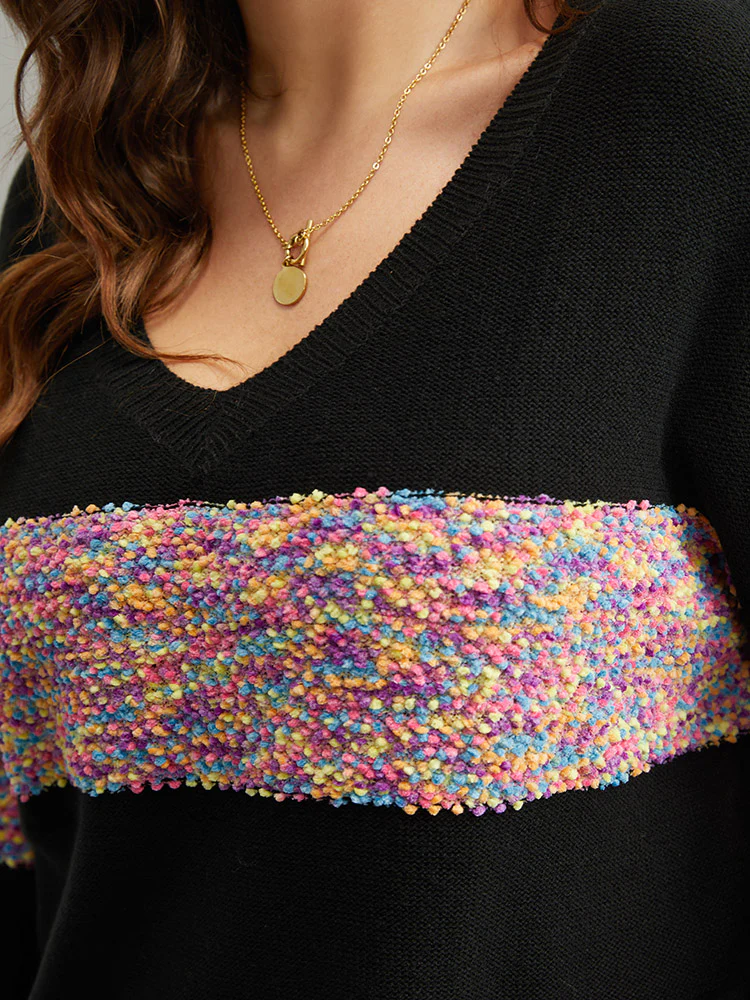 Colour Heather Contrast V Neck Pullover - Image 7
