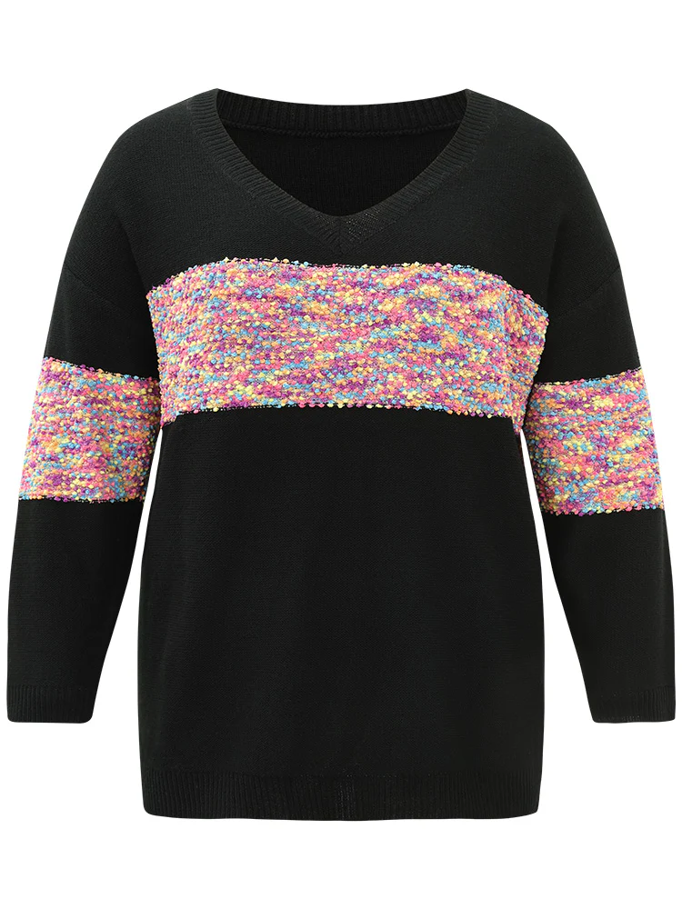 Colour Heather Contrast V Neck Pullover - Image 8