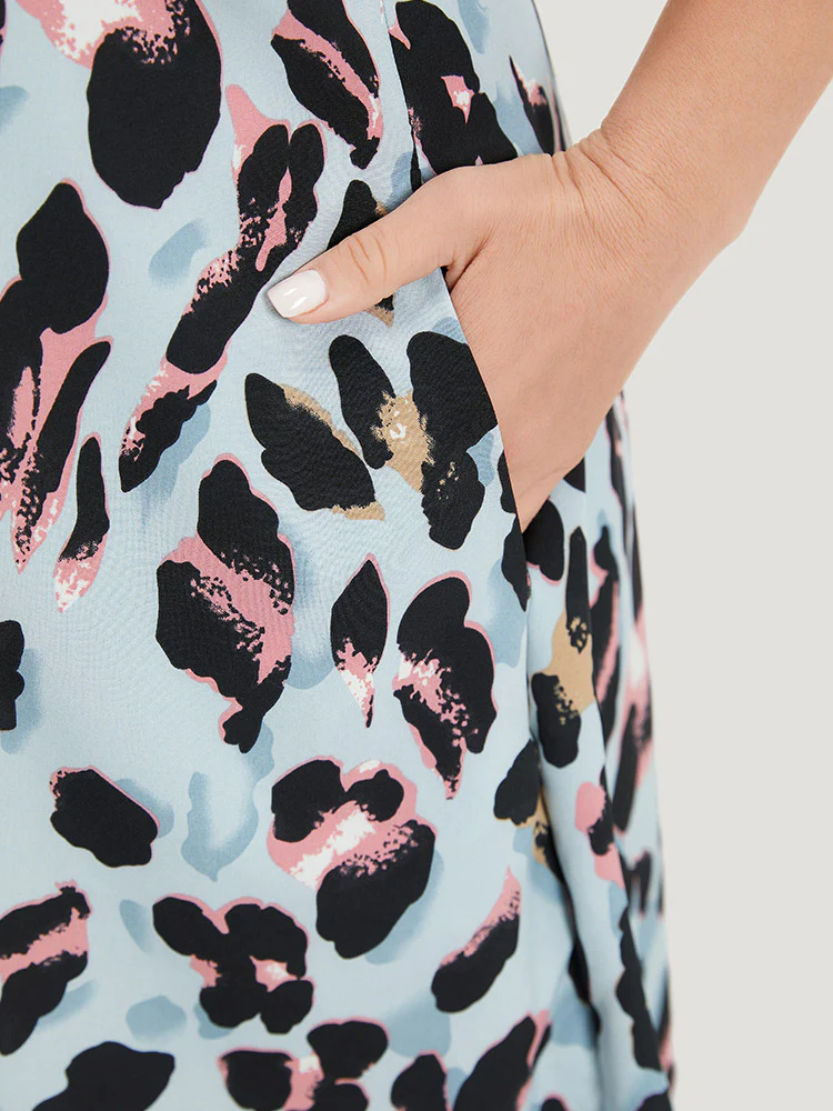 Colour Leopard Print Pocket Ruffle Cap Sleeve Dress - Image 9