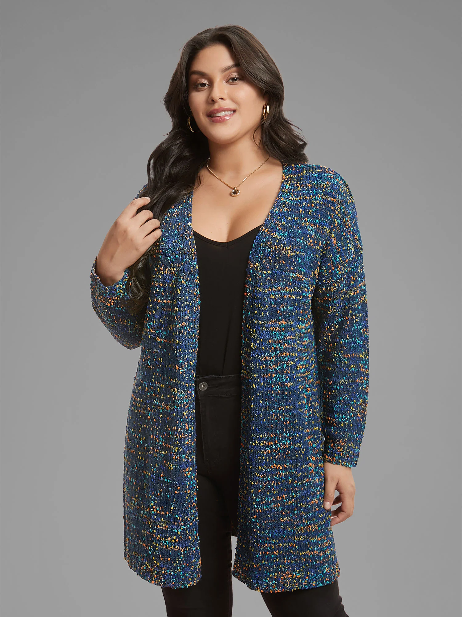 Color Textured Open Front Cardigan - Image 11