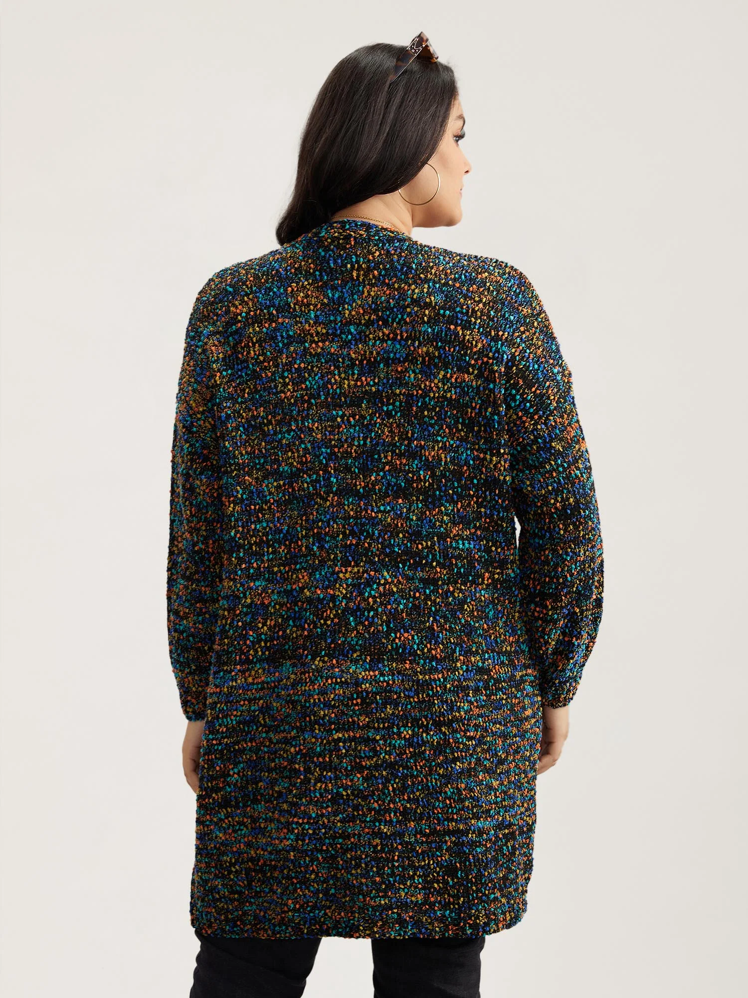 Color Textured Open Front Cardigan - Image 2