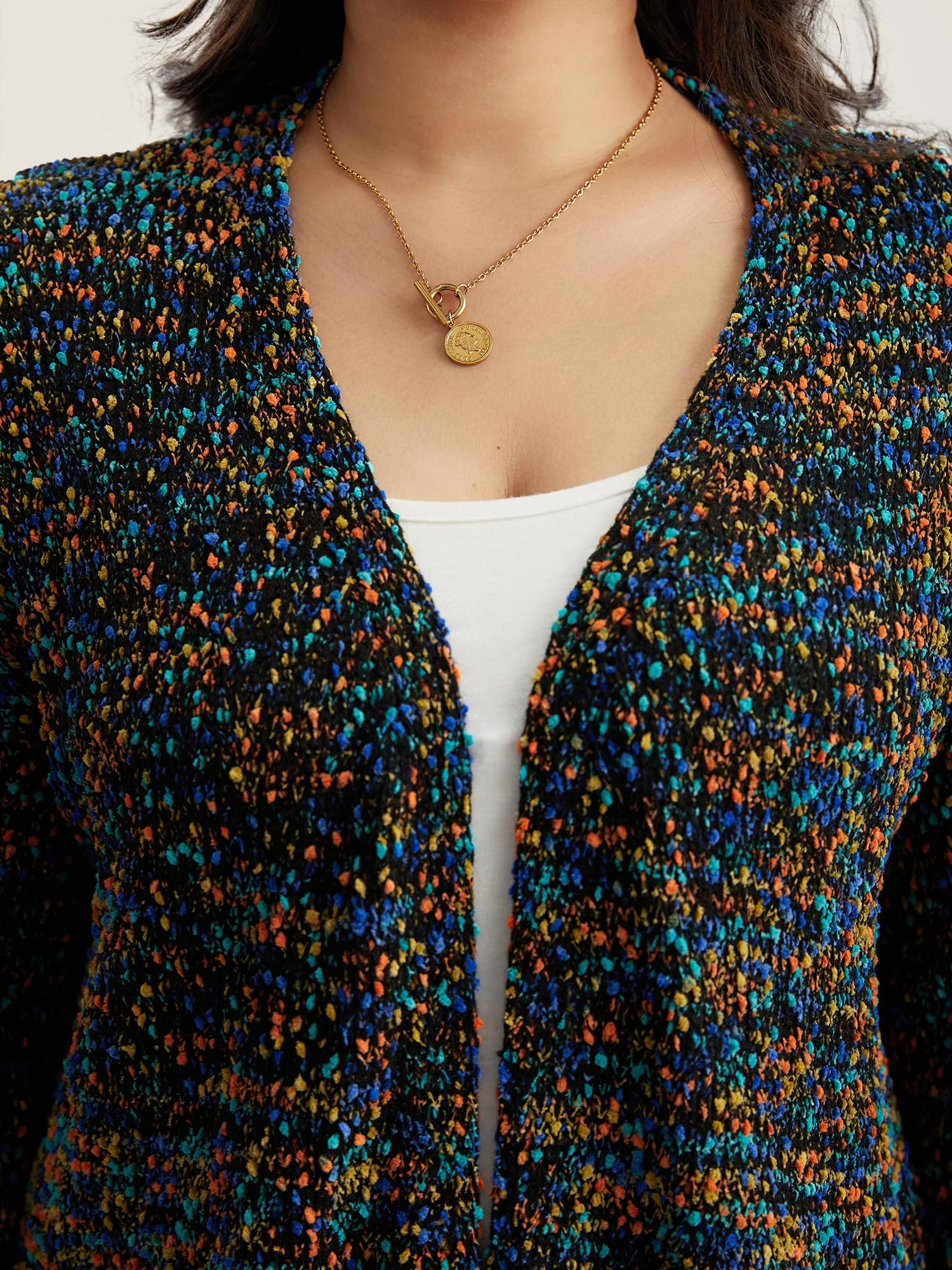 Color Textured Open Front Cardigan - Image 6