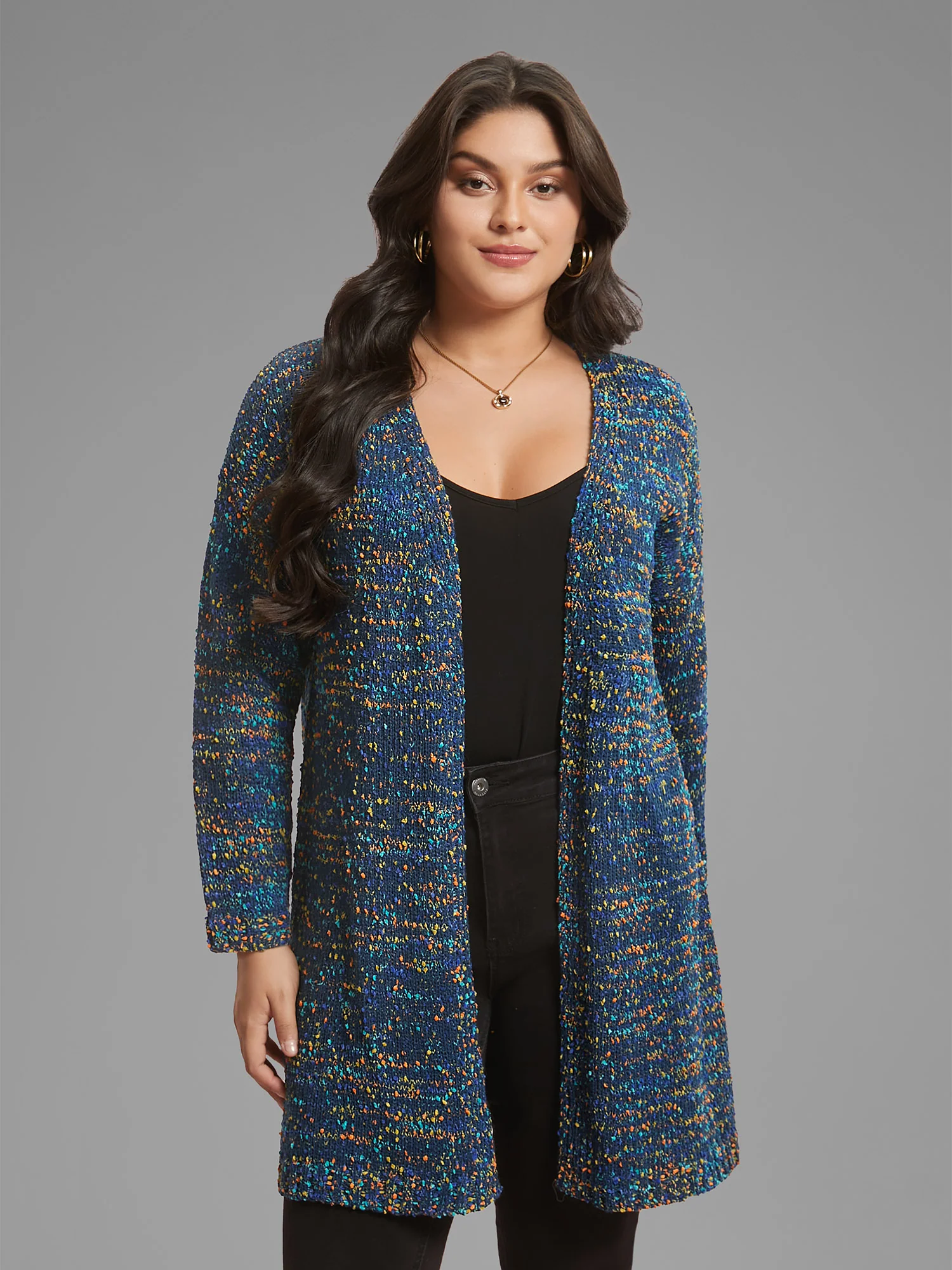 Color Textured Open Front Cardigan - Image 9