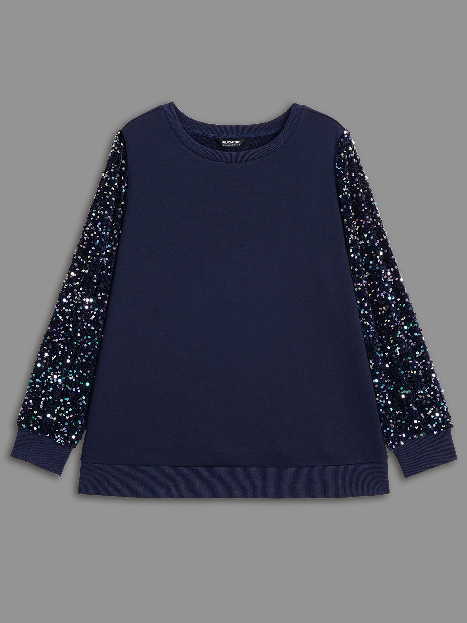 Sequin Sleeves Velvet Panel Sweatshirt - Image 6
