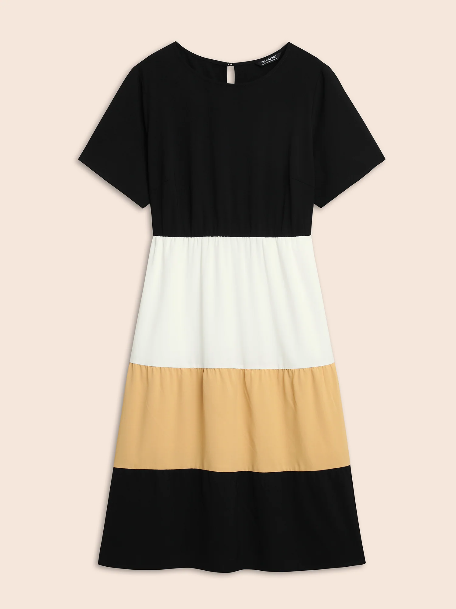 Contrast Belted Pocket Layered Hem Dolman Sleeve Dress - Image 7