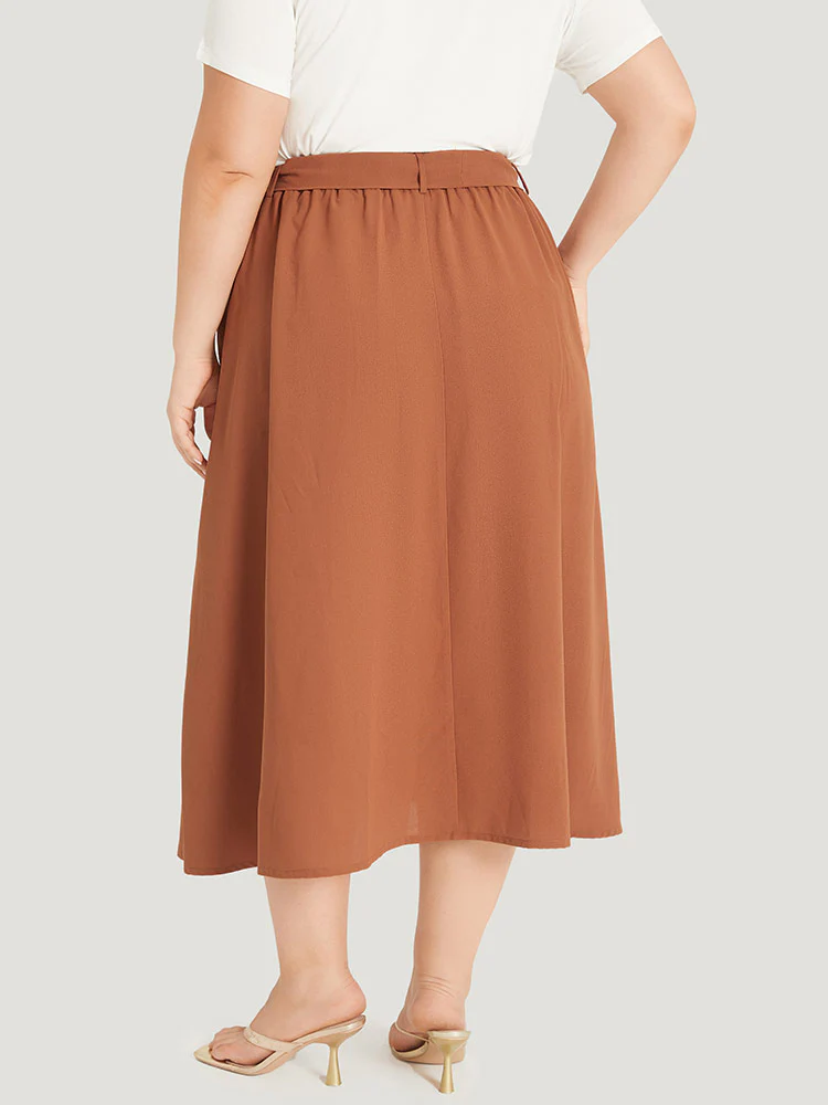 Contrast Button Detail Flap Pocket Gathered Skirt - Image 5