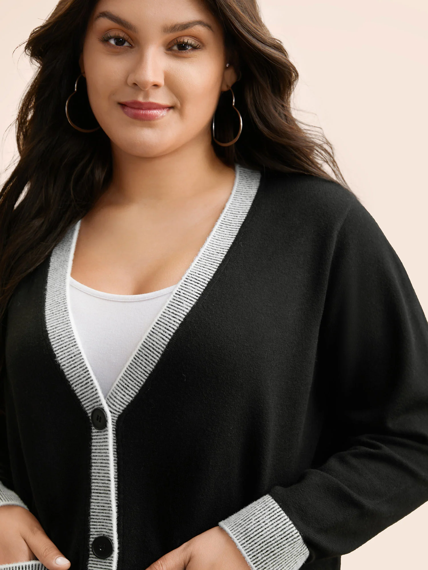 Contrast Button Up Pocket Cardigan - Image 5