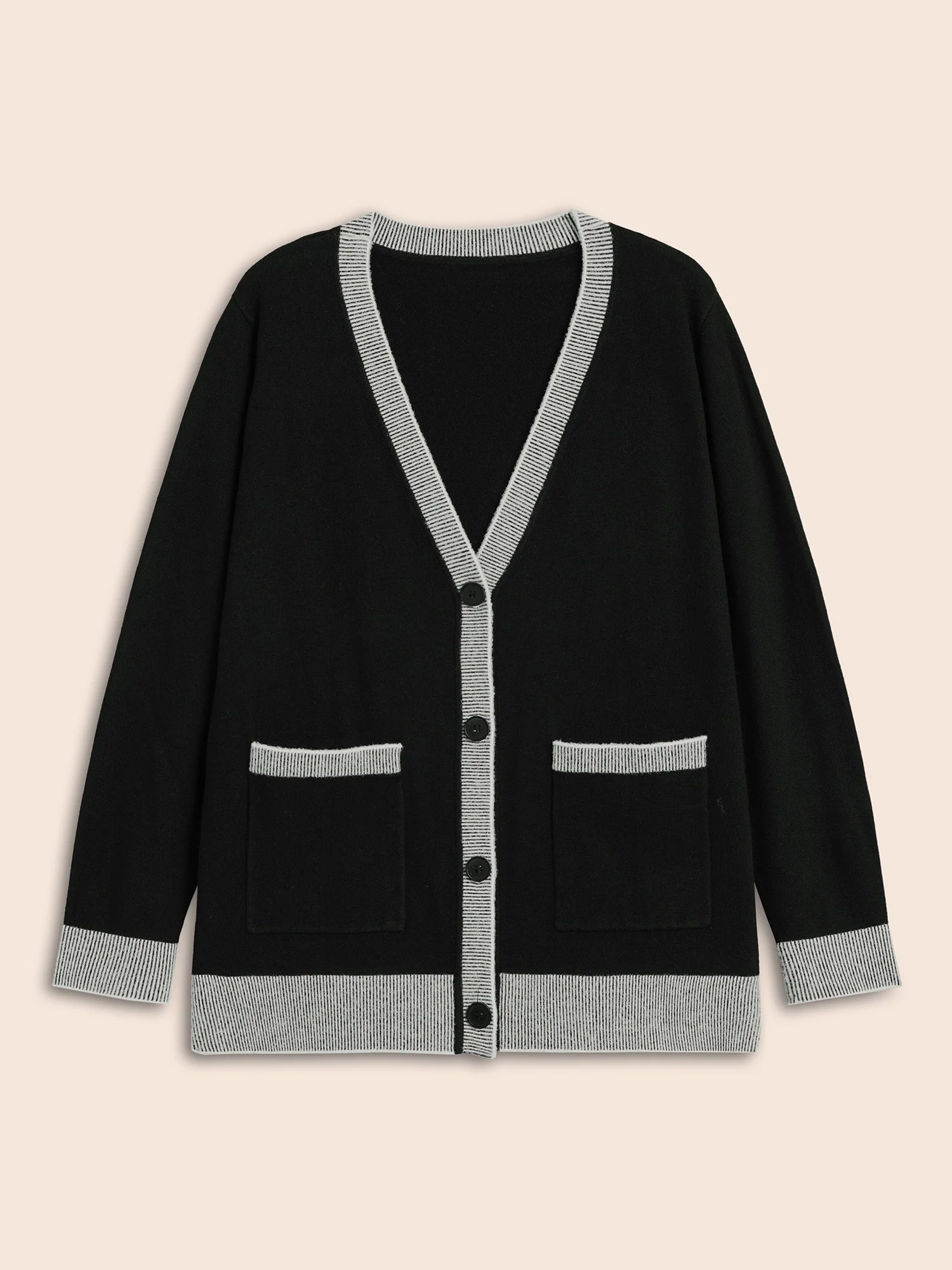 Contrast Button Up Pocket Cardigan - Image 8