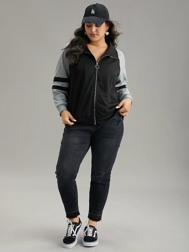 Contrast Contrast Trim O Ring Zipper Jacket - Image 4