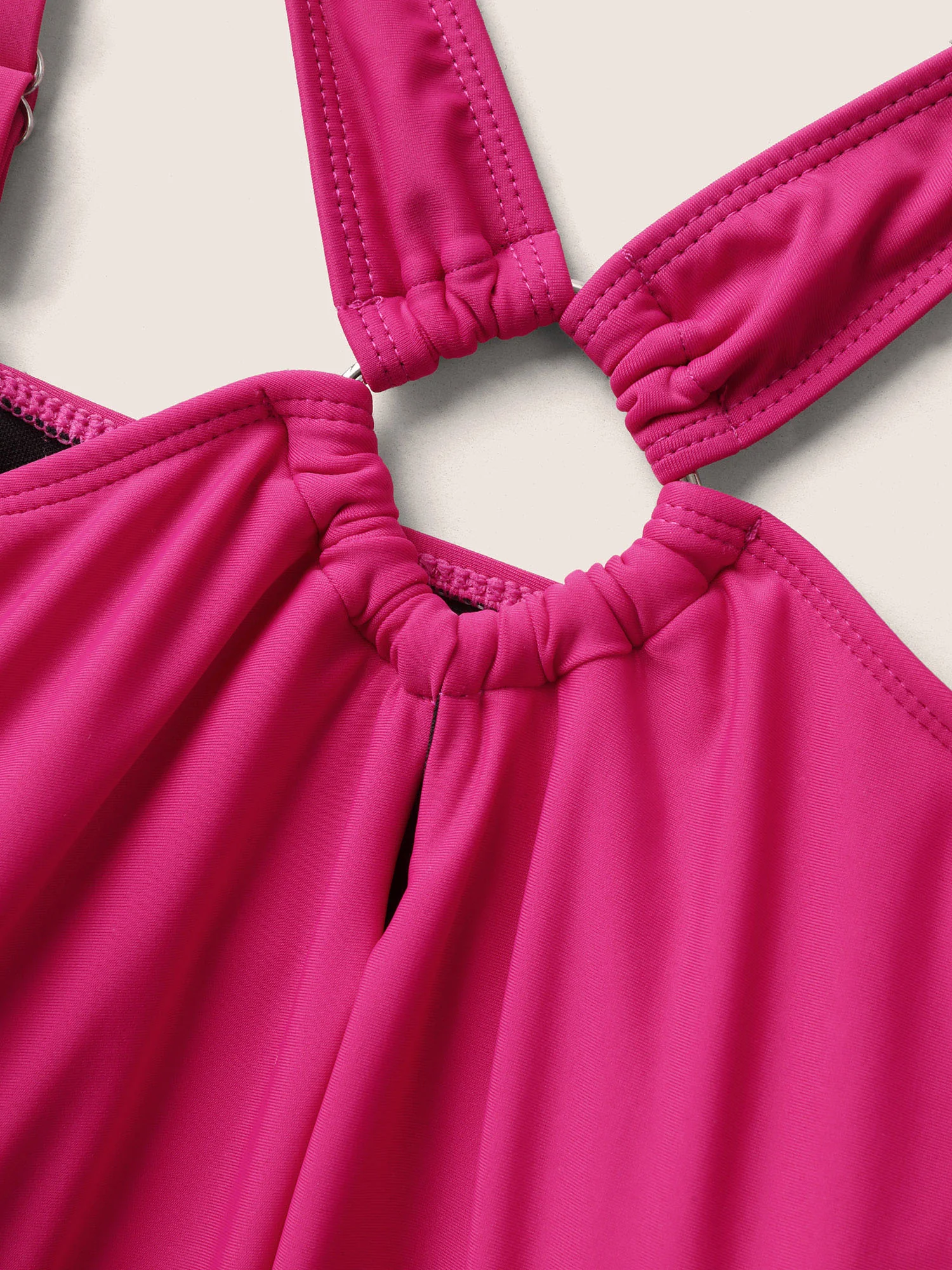 Contrast Cut Out Tiered Hem One Piece Swimsuit - Image 5