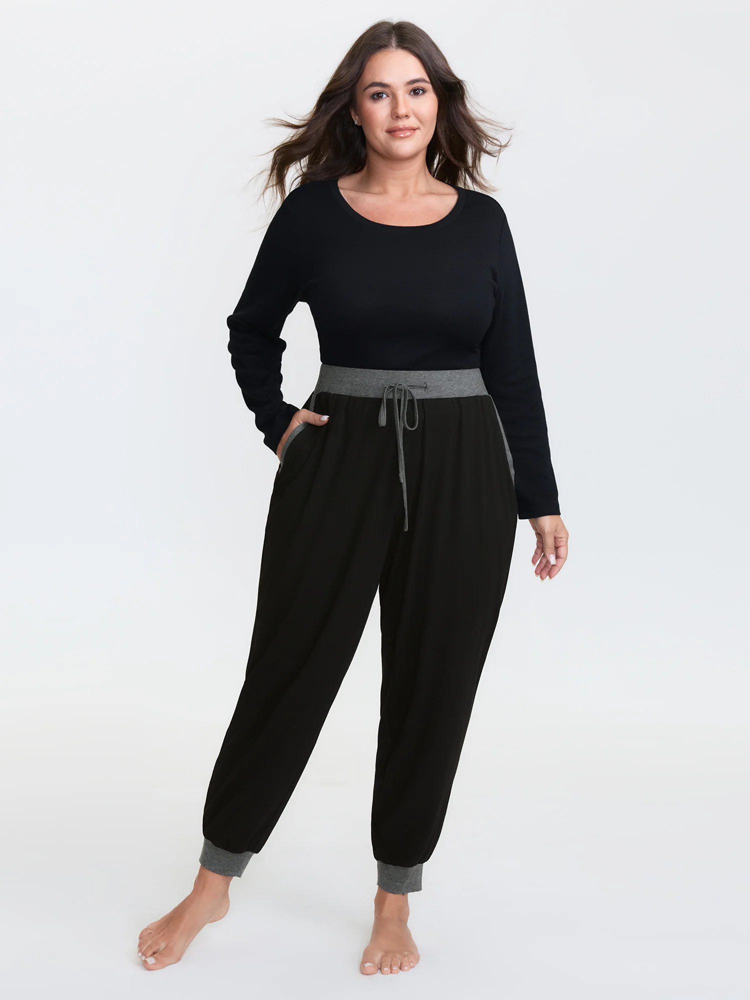 Contrast Drawstring Loungewear Bottoms - Image 2
