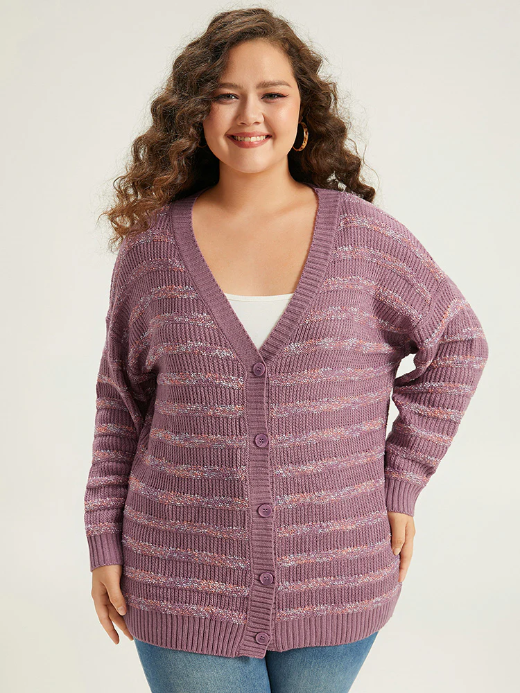 Contrast Drop Shoulder Button Through Cardigan - Image 4