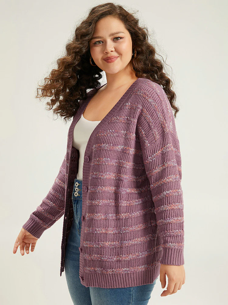 Contrast Drop Shoulder Button Through Cardigan - Image 5