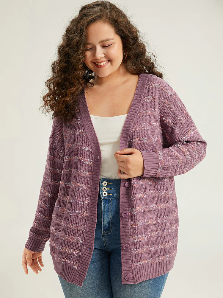 Contrast Drop Shoulder Button Through Cardigan - Image 6