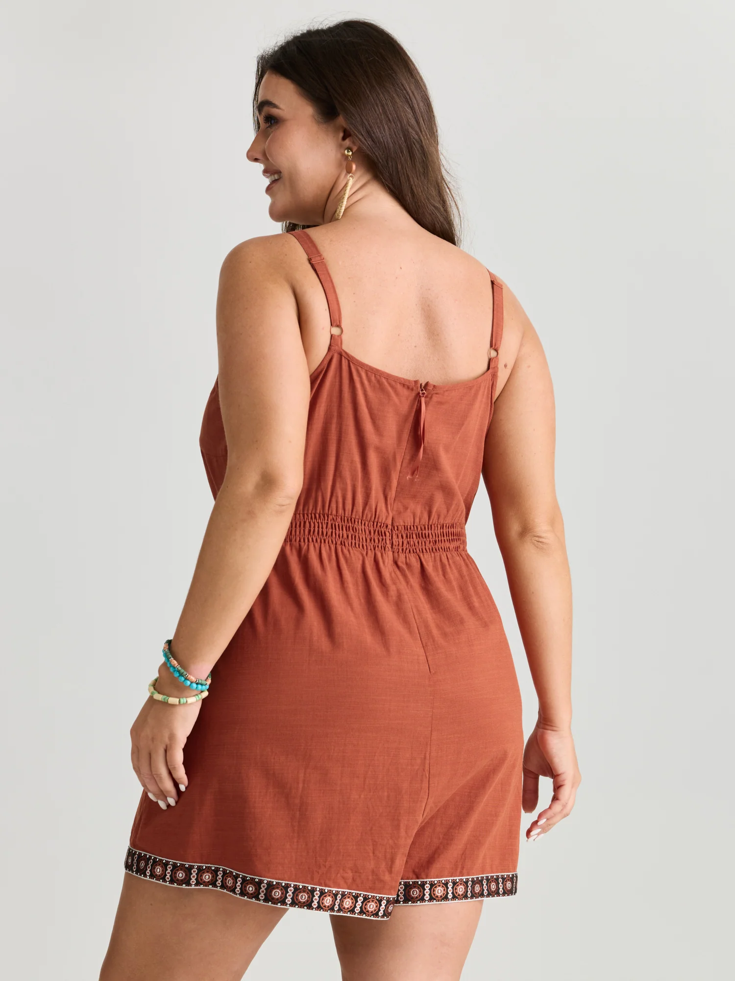 Contrast Edges Surplice Neckline Romper - Image 4