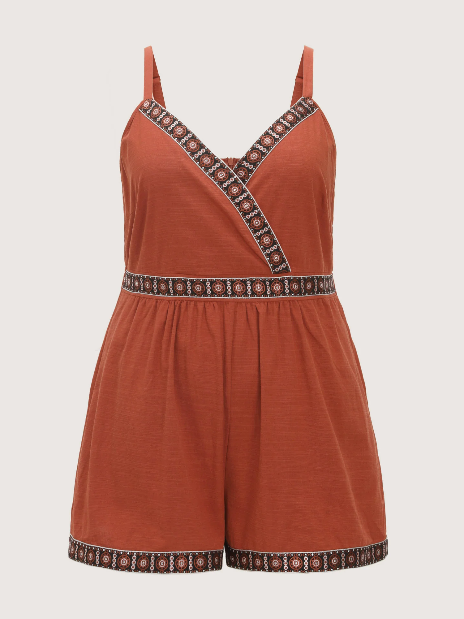 Contrast Edges Surplice Neckline Romper - Image 7