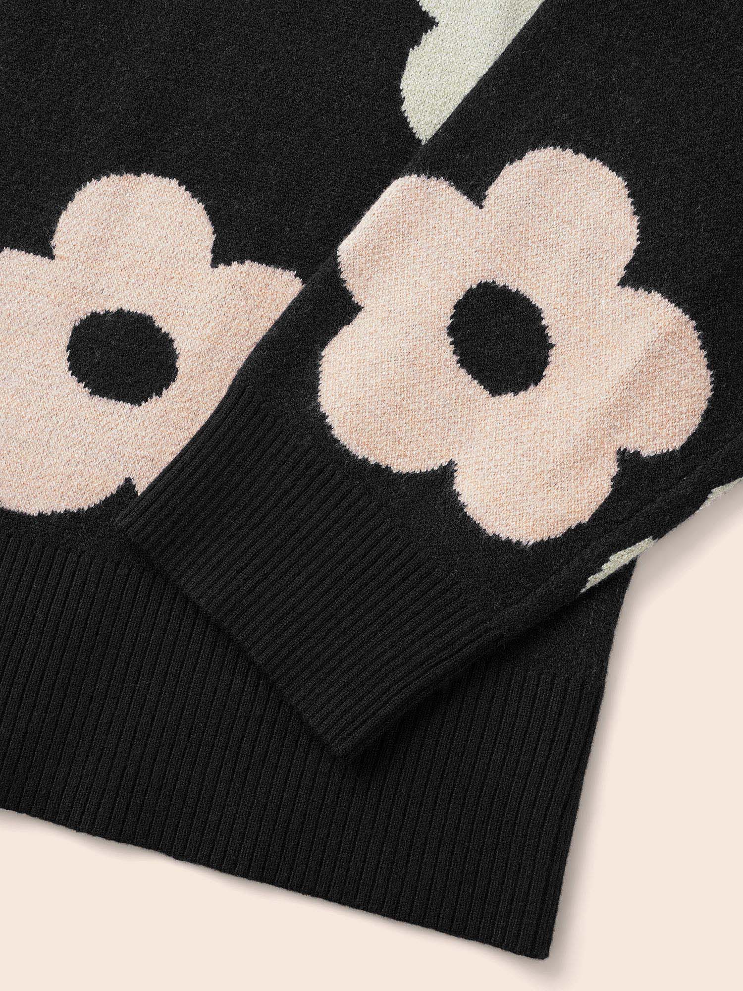 Contrast Floral Drop Shoulder Cardigan - Image 5