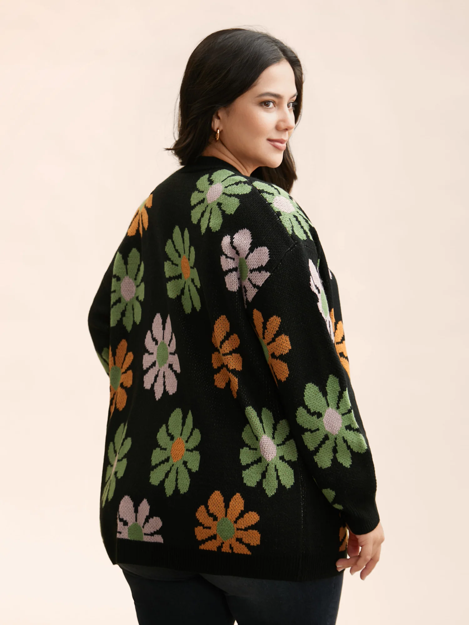 Contrast Floral Patch Pocket Cardigan - Image 2