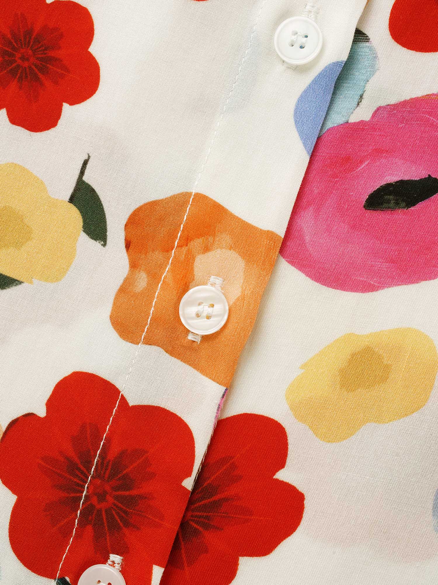 Contrast Floral Shirt Collar Blouse - Image 5
