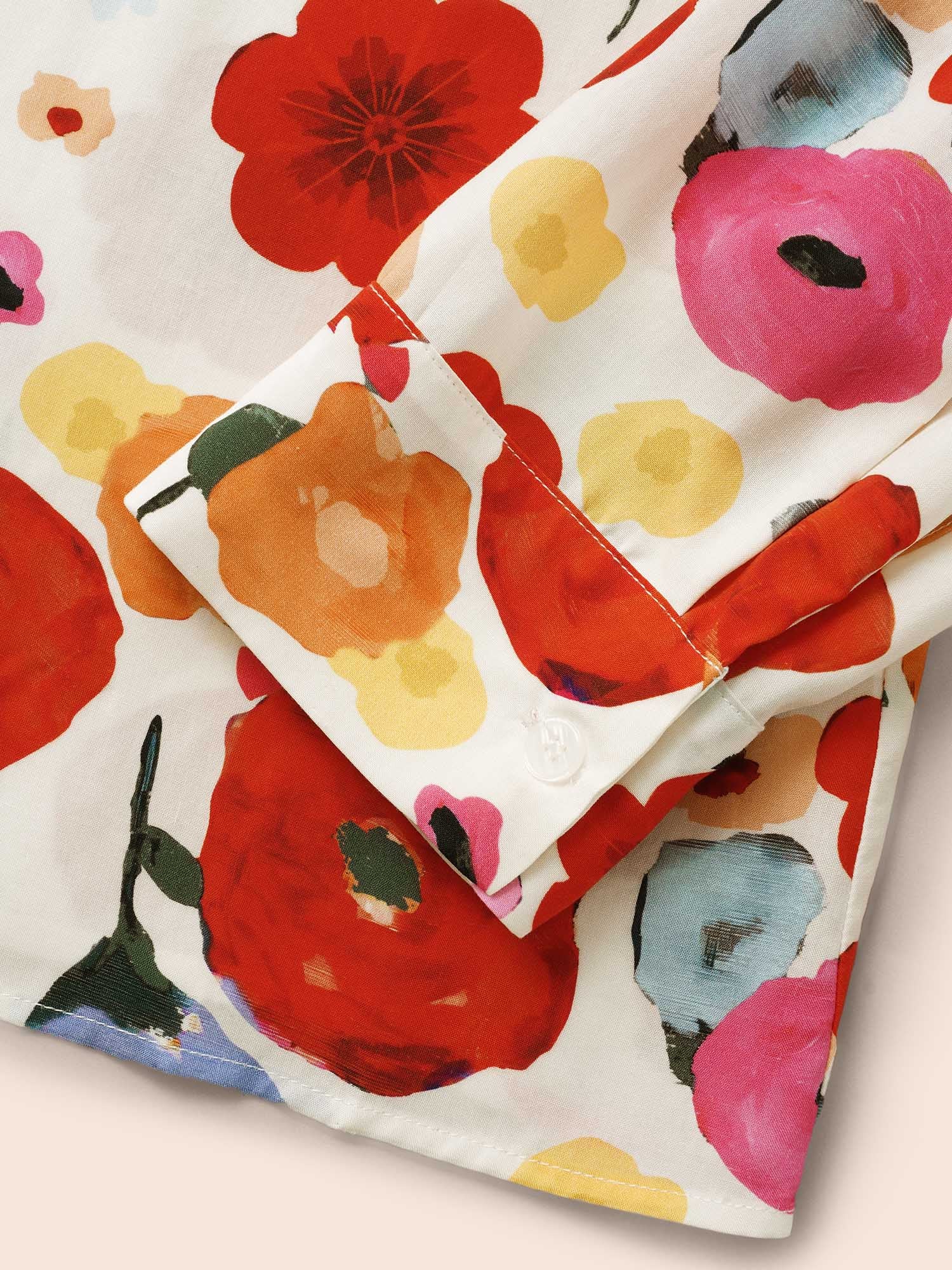 Contrast Floral Shirt Collar Blouse - Image 6