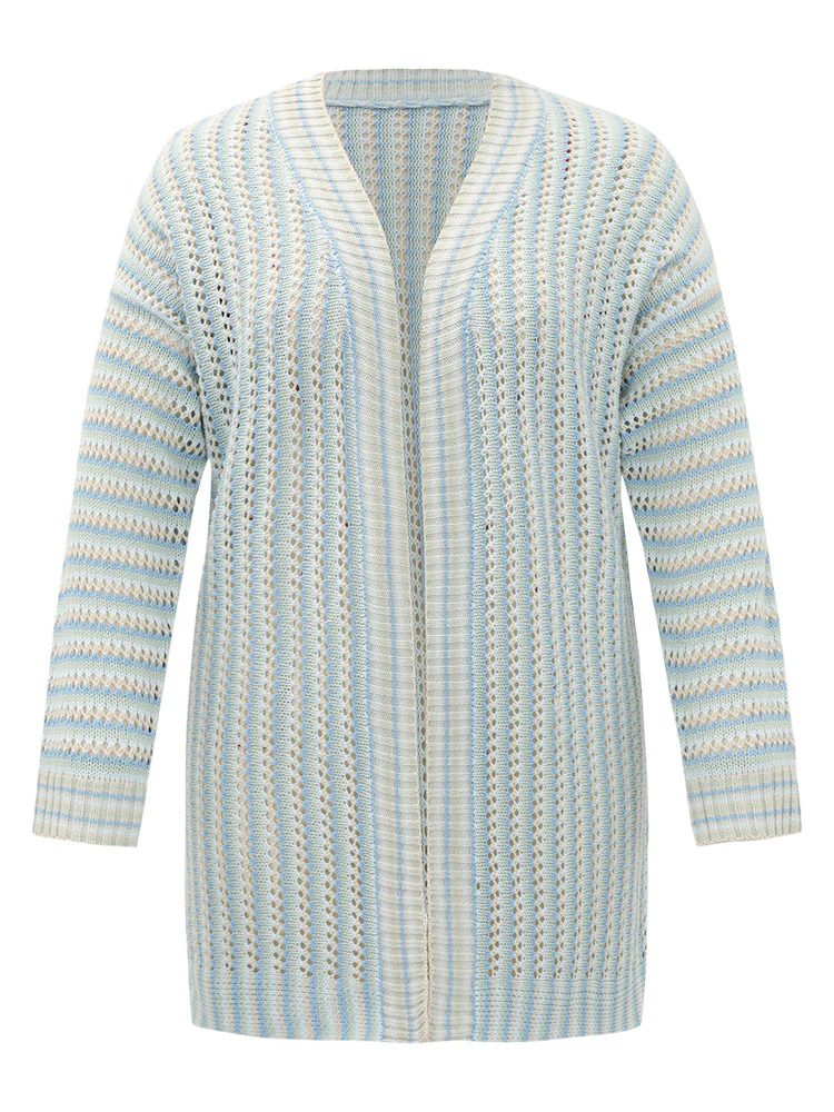 Contrast Geo Eyelet Drop Shoulder Cardigan - Image 9