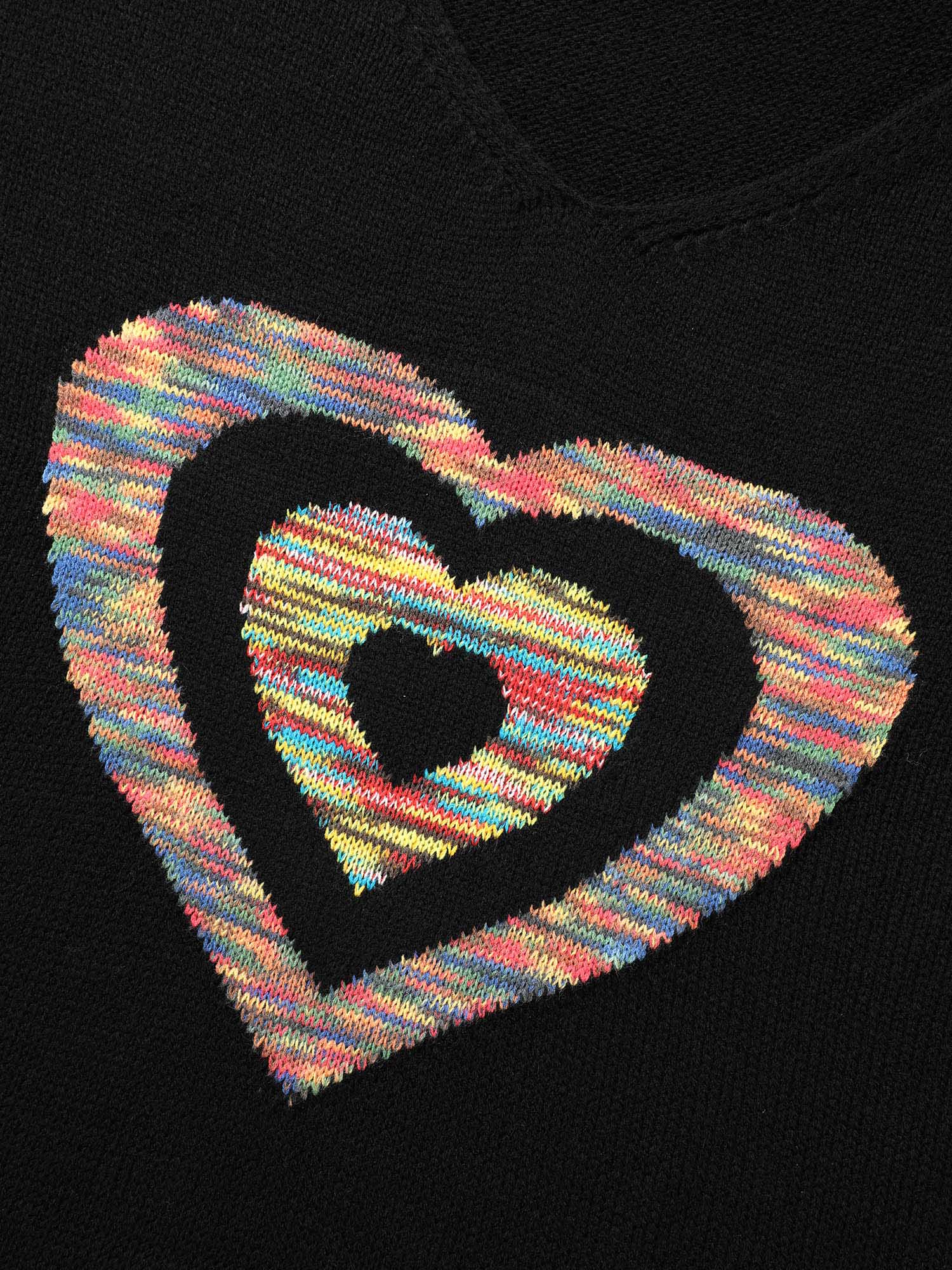 Contrast Heart Jacquard Drop Shoulder Pullover - Image 6