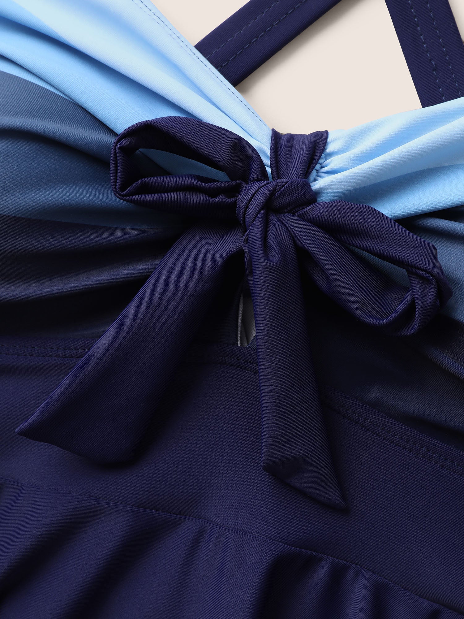 Contrast Heart Neckline Patchwork Tie Knot Swim Dress - Image 5