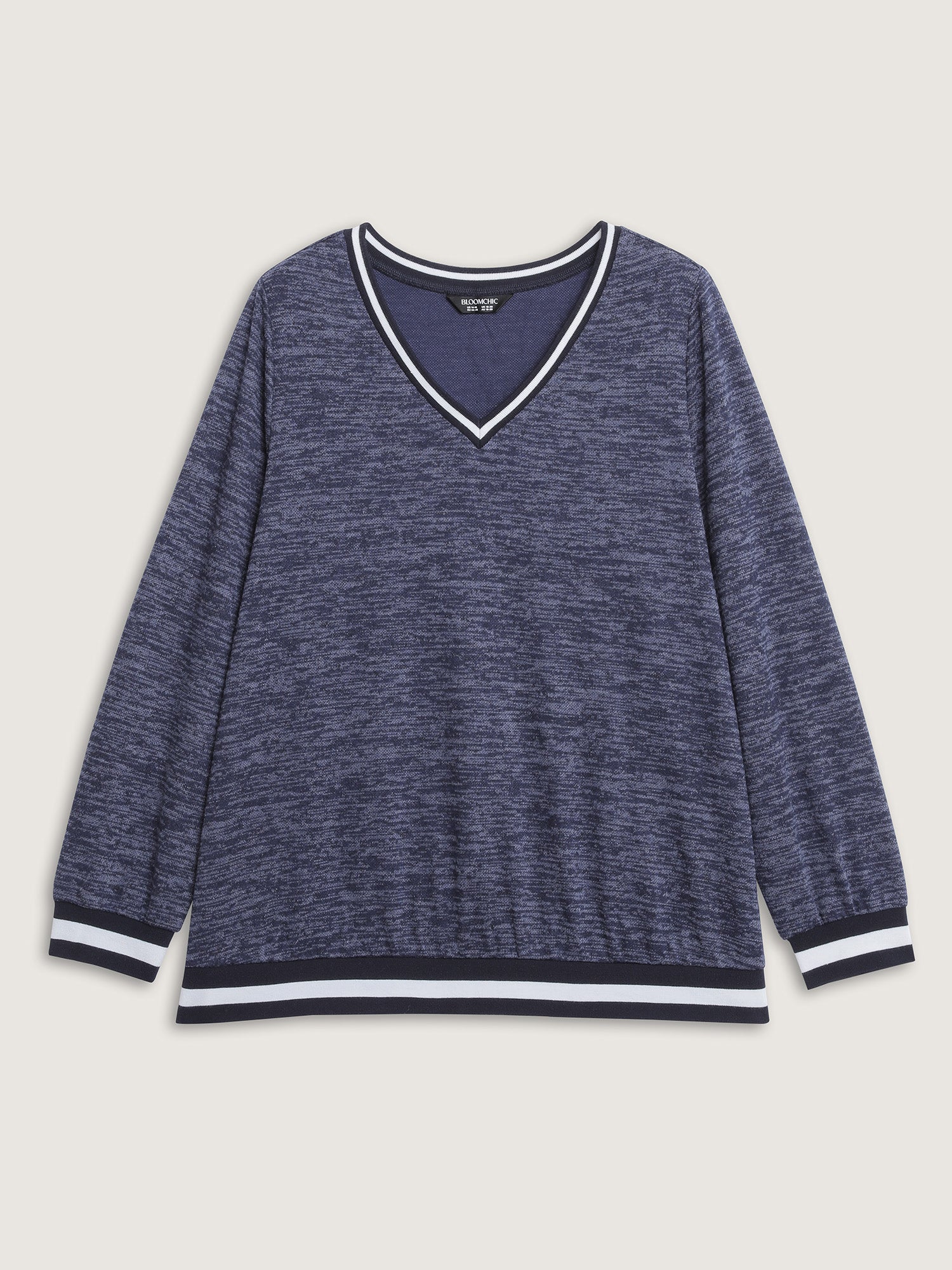 Contrast Hem V-Neck Sweatshirt - Image 7