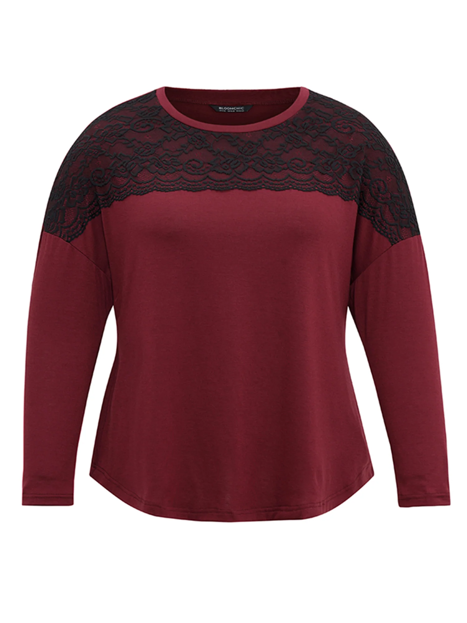 Contrast Lace Panel Drop Shoulder T-shirt - Image 5