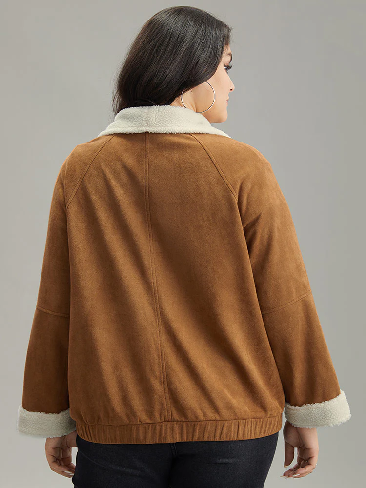 Contrast Lapel Collar Patched Pocket Jacket - Image 2