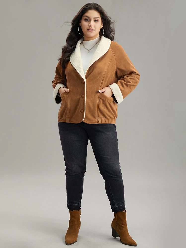 Contrast Lapel Collar Patched Pocket Jacket - Image 4